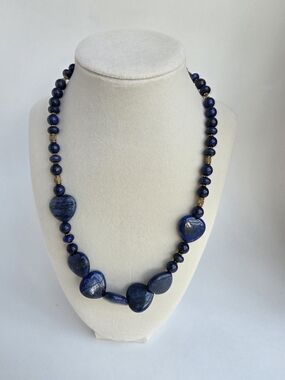 Lapis Blue Heart Bead Necklace